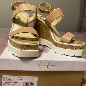 Jessica Simpson Wedges, Js-Maede | Nude, cork bottom, white